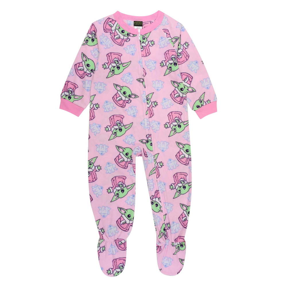 Grogu Pink Toddler Blanket Sleeper | Star Wars Gifts, Green/Pink/Blue, 4
